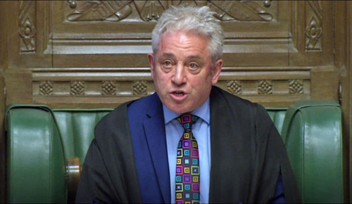 British House of Commons Speaker John Bercow ruling today that the House can’t vote a third time on the UK-EU withdrawal agreement.