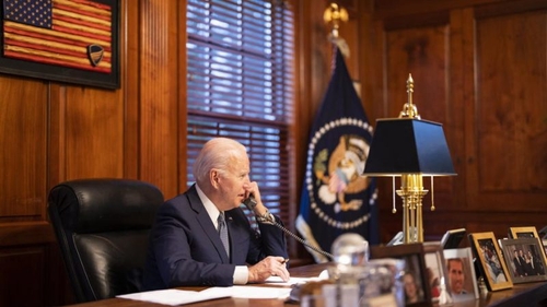 President Biden discussing Ukraine and next week’s talks with President Putin last Thursday from Wilmington.