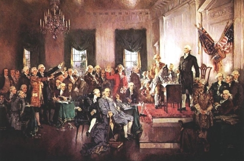Howard Chandler Christy's Scene at the Signing of the Constitution of the United States