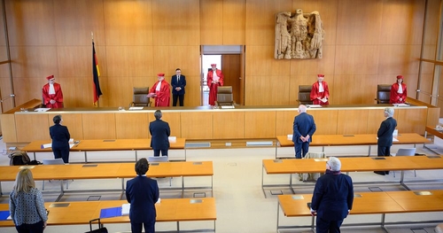 Members of the German Constitutional Court presenting the May 5 decision on ECB’s bond purchasing program.