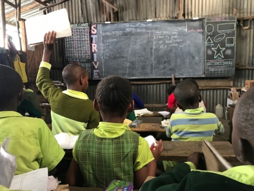 Bridge pupils learning math.