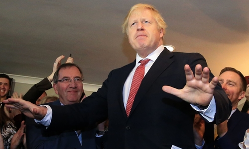Prime Minister Boris Johnson thanking voters in Sedgefield Saturday for their support and trust.