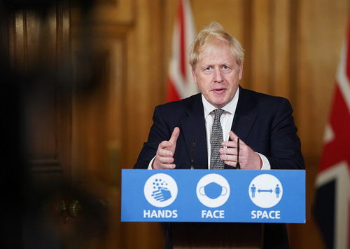 British Prime Minister Boris Johnson announcing the UK’s new lockdown Saturday evening.