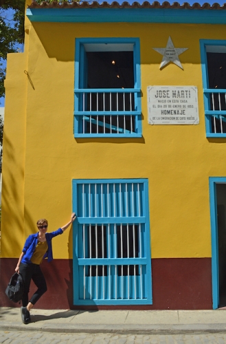 Maile Speakman at the birthplace of Jose Marti, father of the Cuban struggle for independence.