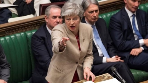 Prime Minister Theresa May addressing the House of Commons today after rejection of the UK-EU withdrawal agreement.