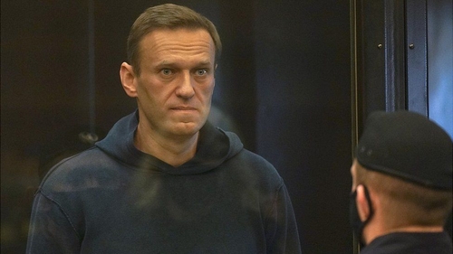 Alexei Navalny in court yesterday.