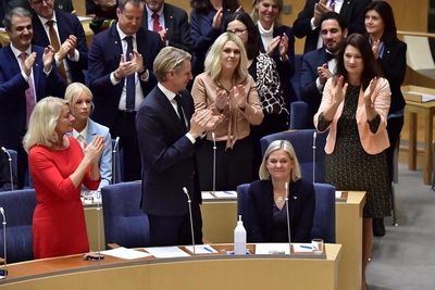 Magdalena Andersson after the Swedish Riksdag elected her prime minister for the second time on Monday.
