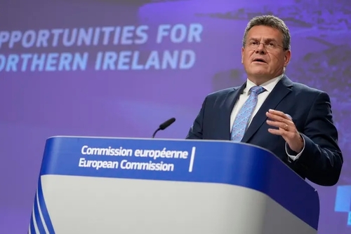 EU Commission Vice President Maroš Šefčovič announcing the Commission’s proposals for Northern Ireland yesterday.