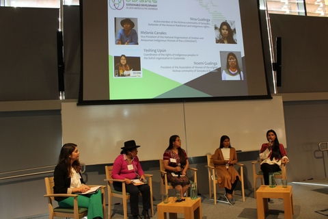 All the speakers of Panel 3 came together in a conversation about female indigenous identities and empowerment, facilitated by Anna Carcamo (MEM ’19). 