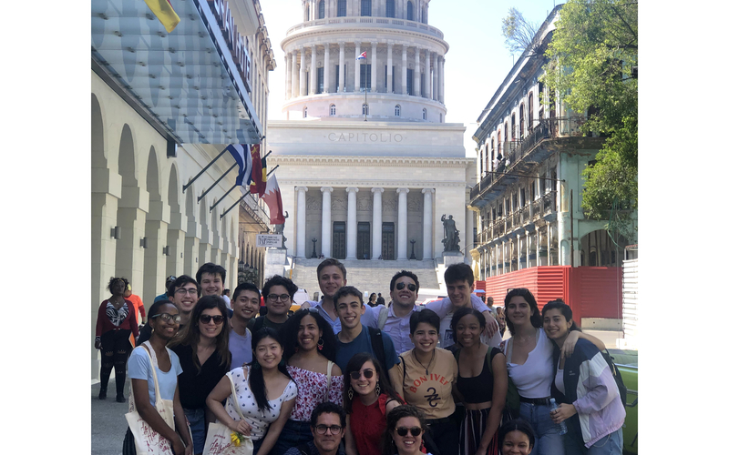 Students andFaculty in front of the Capitolio in Havana (Photo by Daniel Juarez)