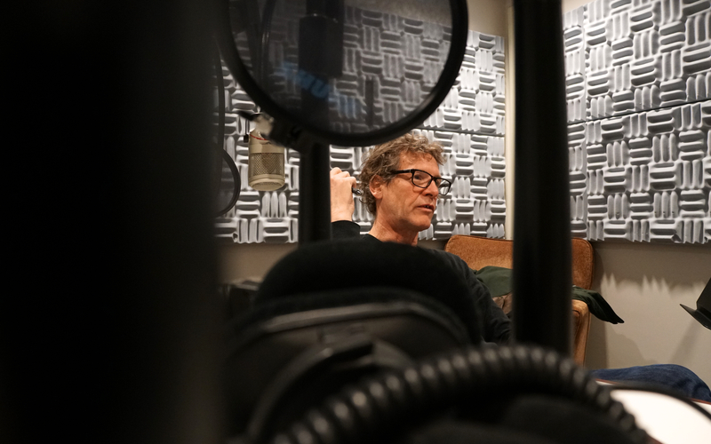 Tom Thurston recording an episode of the GLC’s “Legacies of Slavery” podcast