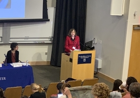 Marcia C. Inhorn, CMES Chair and William K. Lanman Jr. Professor of Anthropology and International Affairs, addresses conference attendees.