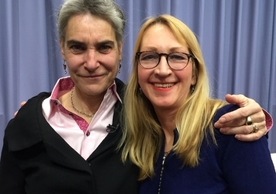 Sarah Chayes (left) with Professor of Political Science Frances Rosenbluth