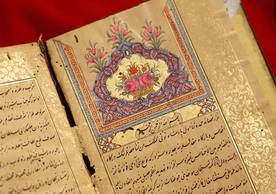 Dîvân-ı Halîm, Turkish MSS Suppl 48, is collection of poetry by Halim Giray Sultan, who lived from 1772 to 1824 and was a member of the Crimean Khanate, a Turkic state that existed from 1441 to 1783. The illuminated and gilded manuscript is one of 568 Ottoman Turkish manuscripts housed at the Beinecke Library. (Photo credit: Michael S. Helfenbein)