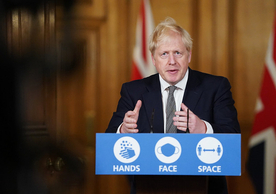 British Prime Minister Boris Johnson announcing the UK’s new lockdown Saturday evening.