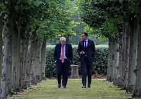 British Prime Minister Boris Johnson and Irish Taoiseach Leo Varadkar discussing the backstop at Wirral last Thursday.