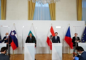Austrian Chancellor Sebastian Kurz (third from left) and the leaders of Bulgaria, the Czech Republic and Slovenia in Vienna on March 16.