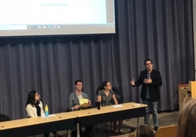 Professor Funes moderating the first panel, “Natural Resources in the Developmental Ages” featuring Charlotte Dougall (Yale University), Eric Gettig (Georgetown University), and Caroline Kuritzkes (Yale University). 