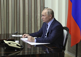 President Putin in his video meeting Tuesday with President Biden.