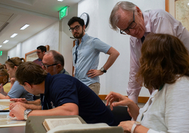 David Blight, GLC Director, guiding CIC faculty members through a primary source workshop at Yale Manuscripts and Archives.