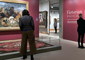 “Victorian Radicals” at the YCBA; the machine-made 1851 carpet is visible at bottom left. (Photo credit: Ronnie Rysz)