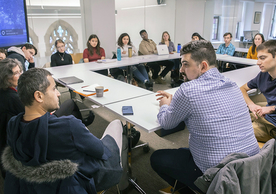 “Languages in Dialogue” meets in the Poorvu Center for Teaching & Learning. (Photo credit: Dan Renzetti) 