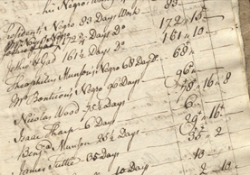Photograph of a historic handwritten ledger related to slavery