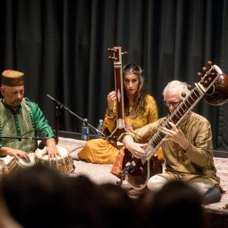 Group or musicians playing sitars