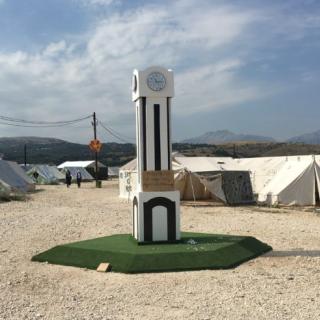 A replica of the Clock Tower in Homs, which became the city’s most famous gathering point during anti-regime demonstrations in 2011. It was built by the Syrian residents of the Katsikas refugee camp, in Greece’s Epirus region. The clock is set to the time