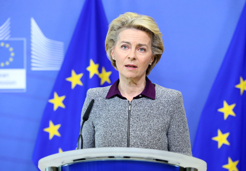European Commission President Ursula von der Leyen announcing Phil Hogan’s resignation as trade commissioner.