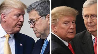 Legal aid: US Attorney General William Barr is siding with President Donald Trump, as is Senate majority leader Mitch McConnell.